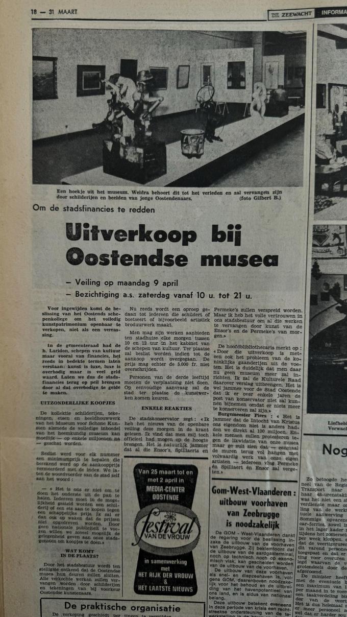 Ook De Zeewacht speelde een rol in het verhaal, want op de dag van de roof verscheen een aprilgrap waarin de verkoop van alle Ensorkunstwerken uit het museum werd aangekondigd, zogezegd om de stadsfinanciën aan te zuiveren.