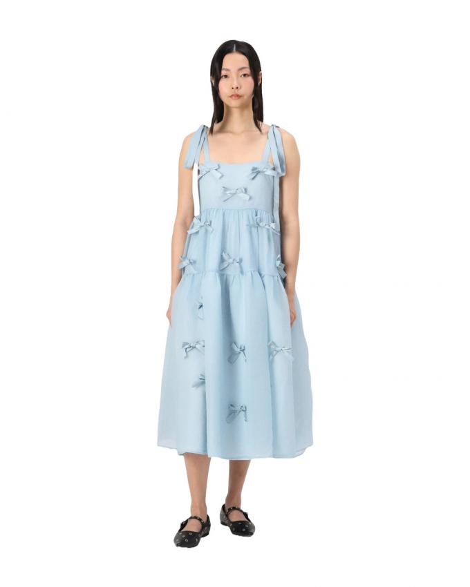 Babyblauwe jurk met strikjes