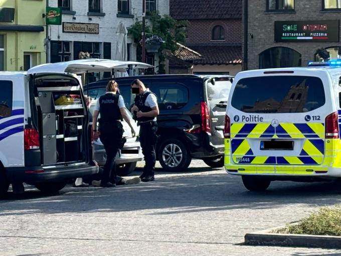 Een politieman hield de vrouw in bedwang tot een tweede combi arriveerde en haar inrekende.