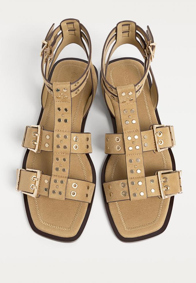 Suède sandalen met gespen 