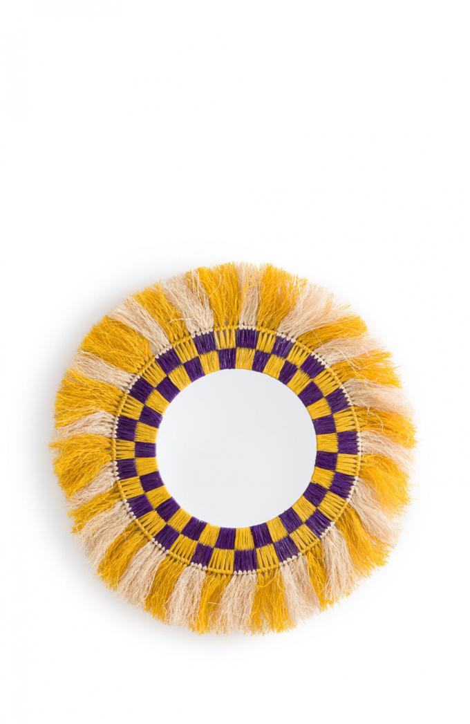 Ronde spiegel met lijst uit raffia ‘Mon Beau Miroir’ (Ø 90 cm) 