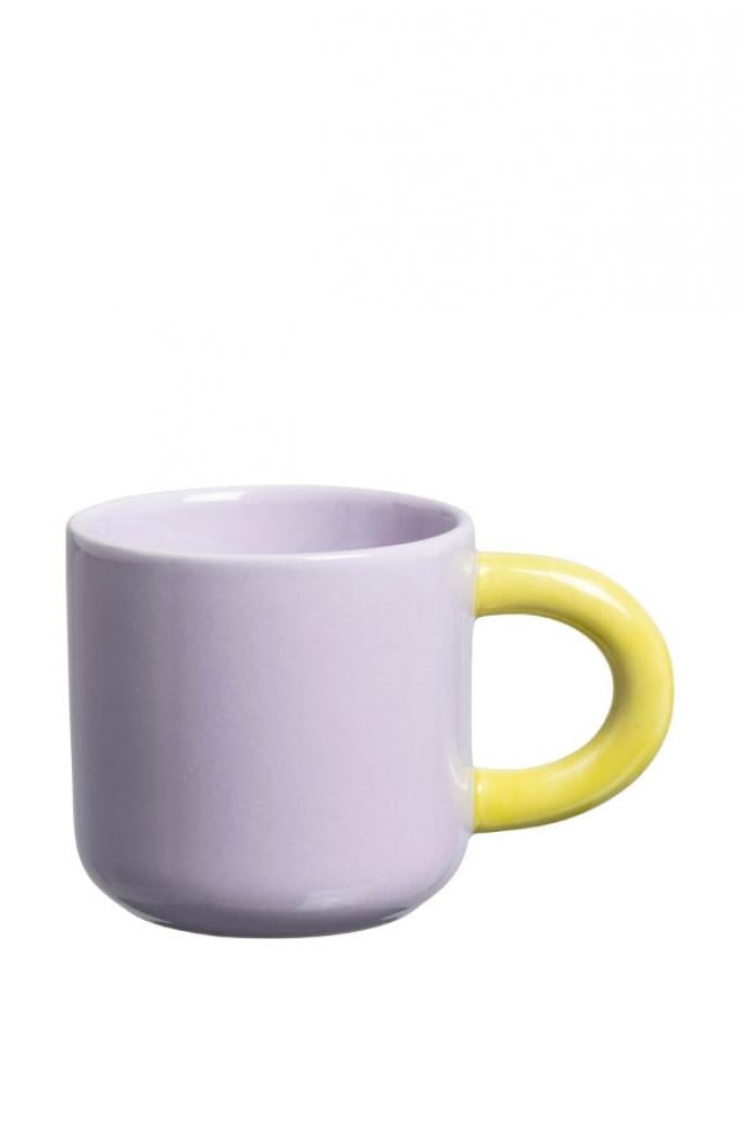 Lila mok met geel oor ‘Shapes’ uit aardewerk (300 ml) 