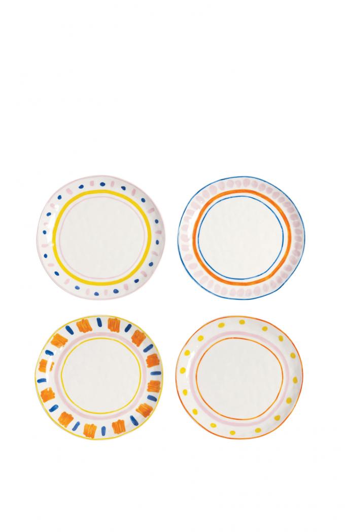 Set van vier beschilderde borden uit porselein 'Boavista' (Ø 21,5 cm)