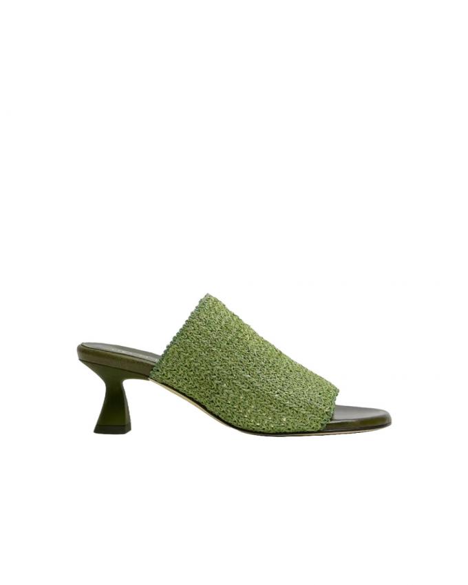 Olijfgroene muiltjes met glitter