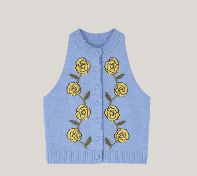 Gebreide cardigan met gele rozen