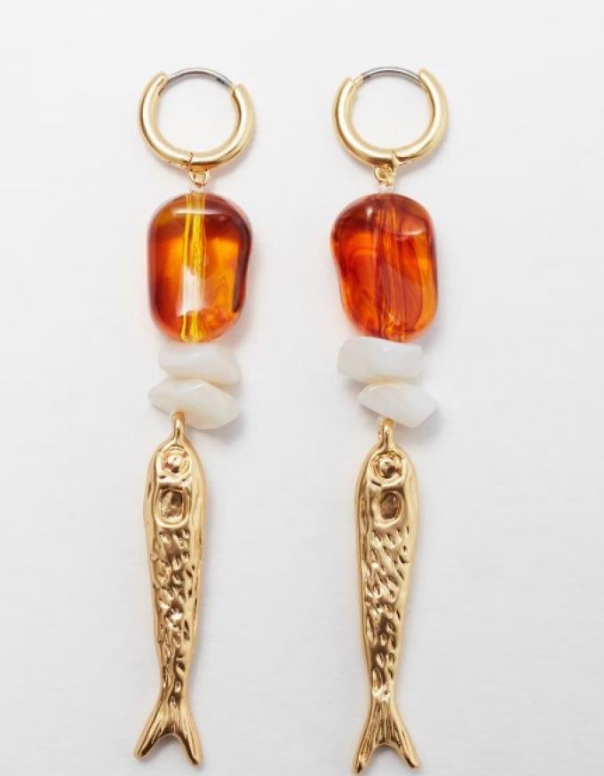 Oorhangers met parels en sardientjes