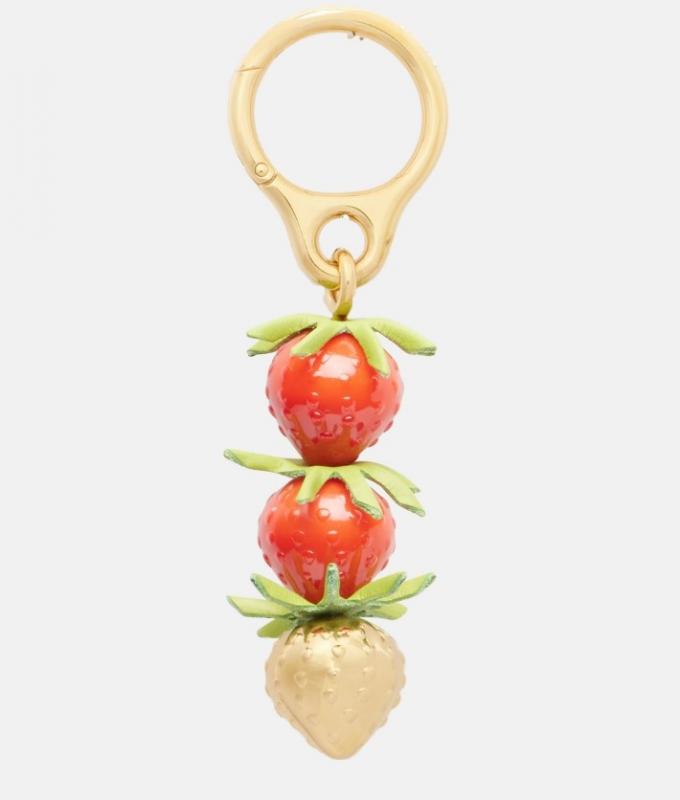 Bag charm met aardbeien en goud