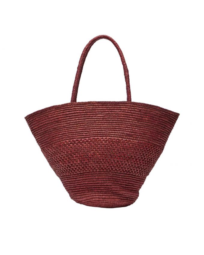 Bruinrode raffia tas