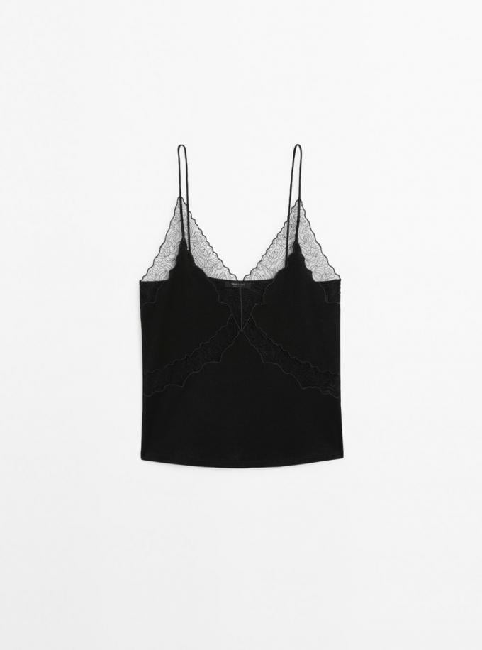 Top avec décolleté en dentelle