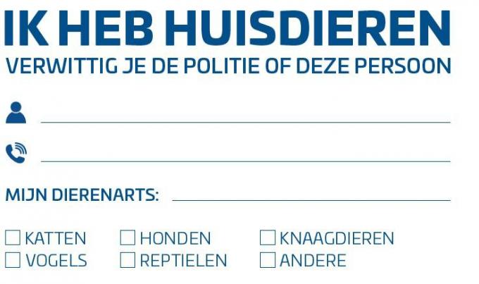 De achterzijde van het Izegems huisdierenkaartje.