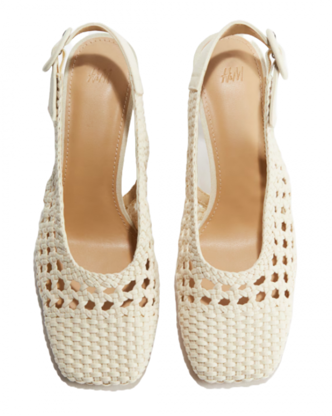 Gevlochten slingbacks in roomkleur