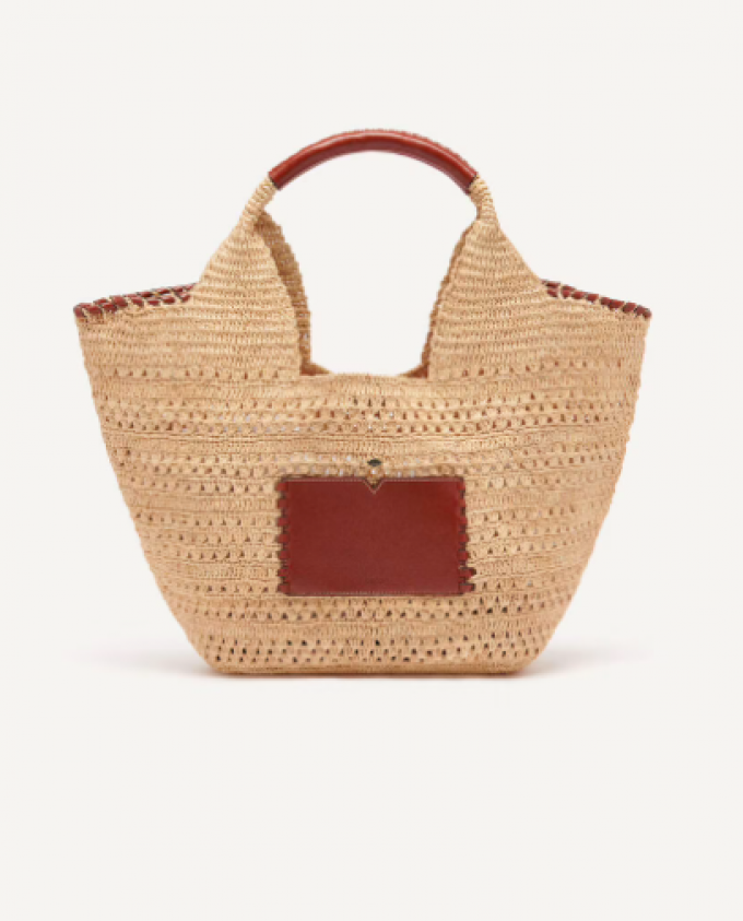 Cabas en raphia et cuir