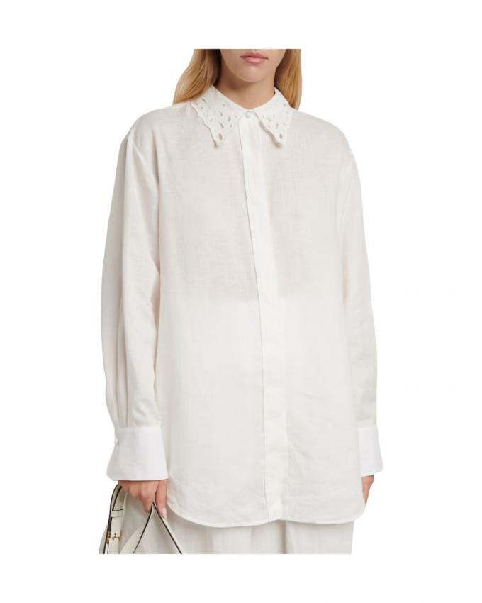 Hemd in 100% linnen met geborduurde kraag