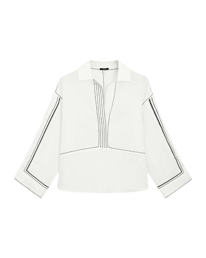 Geborduurd hemd uit linennmix