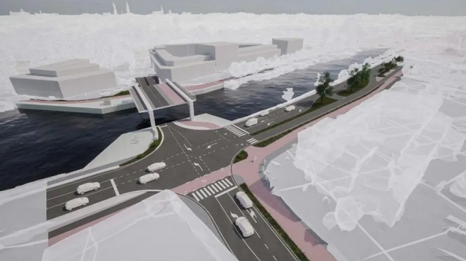De tafelbrug die De Vlaamse Waterweg aan de Krakele wil realmiseren.