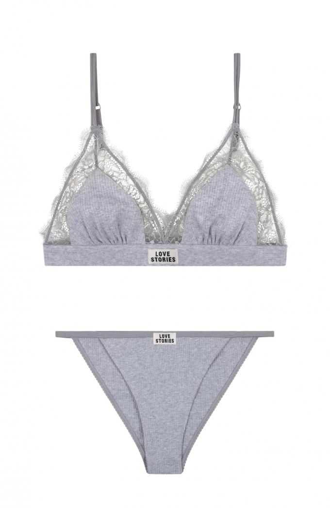 Grijs lingeriesetje met kant 
