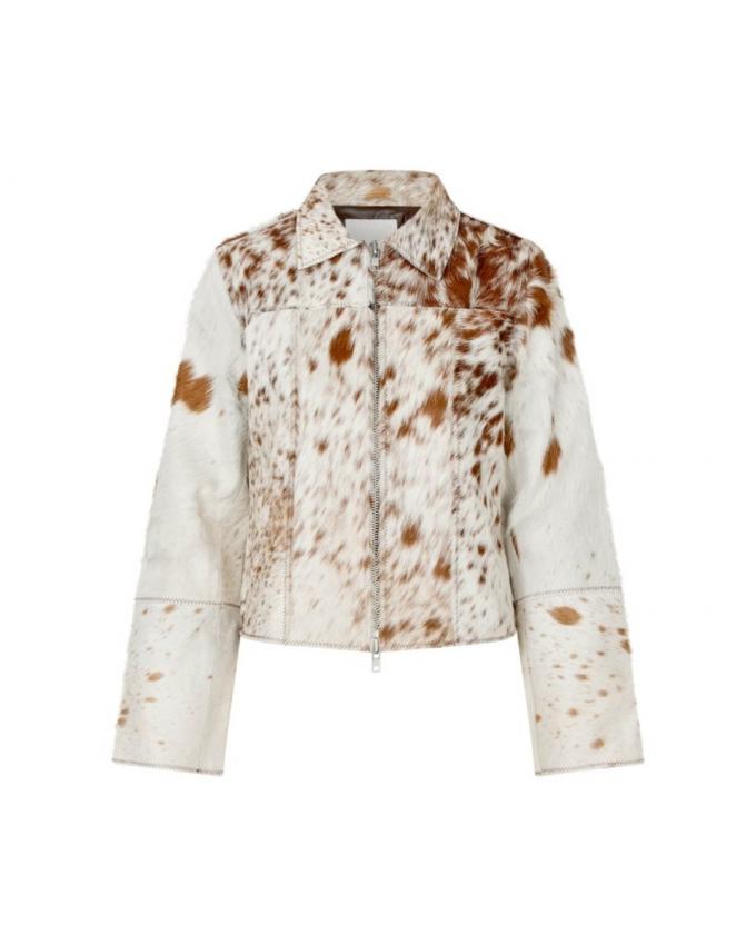 Leren jas met koeienprint