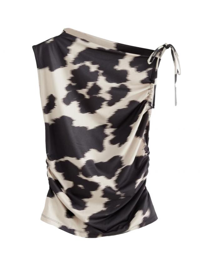 Asymmetrische top met koeienprint