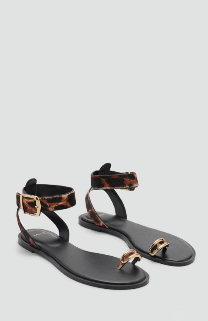 Leren luipaardsandalen