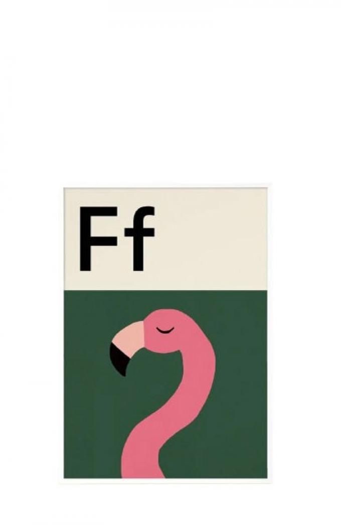 Print met flamingo (30 x 40 cm)