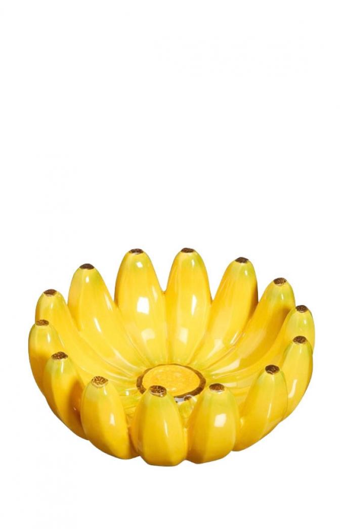 Keramieken fruitschaal in bananenthema (9,5 x 24,5 x 24,5)