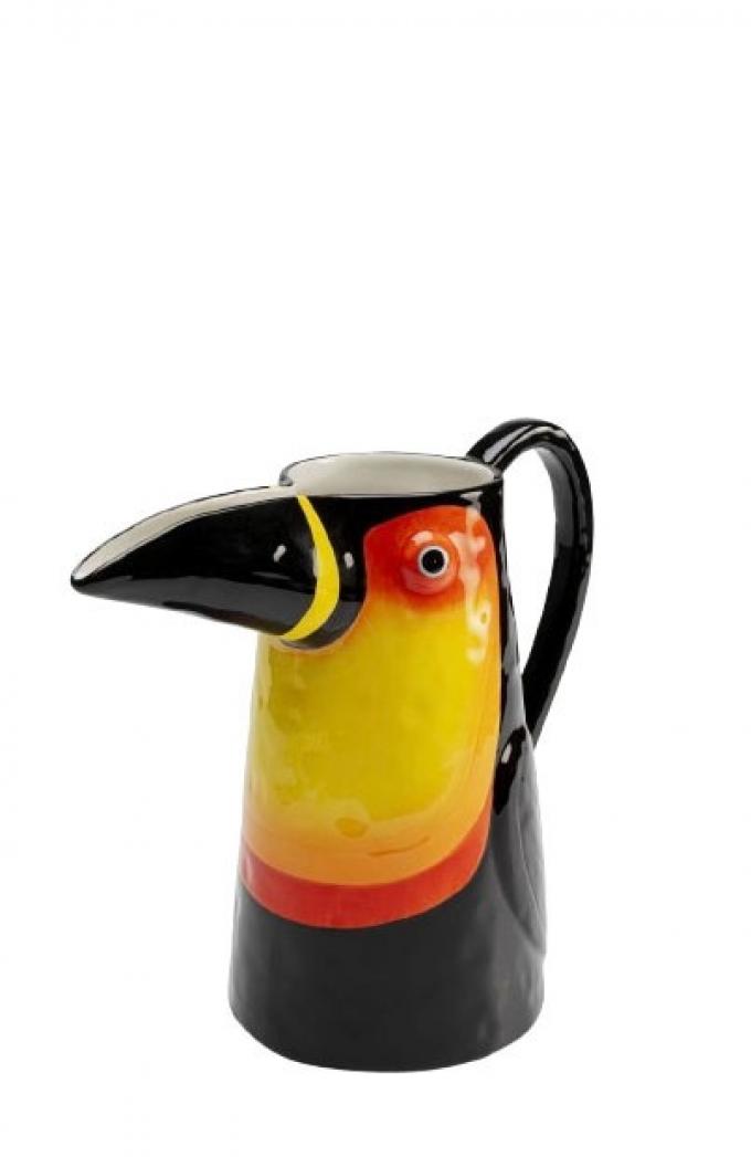 Karaf uit aardewerk in de vorm van een toekan (H 27 cm)