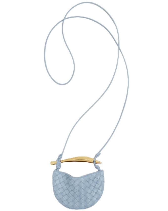 Lichtblauwe lederen tas