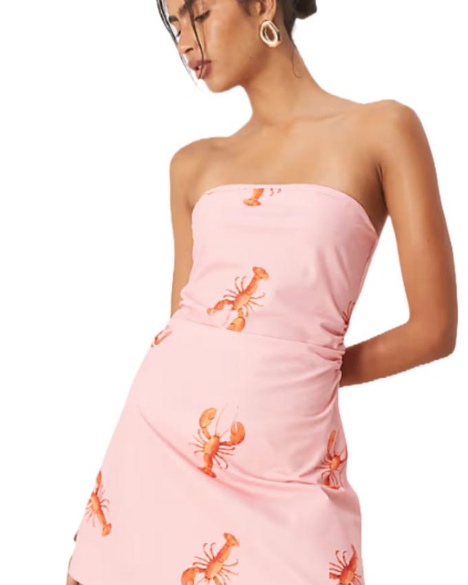 Roze mini-jurk met kreeftenmotief