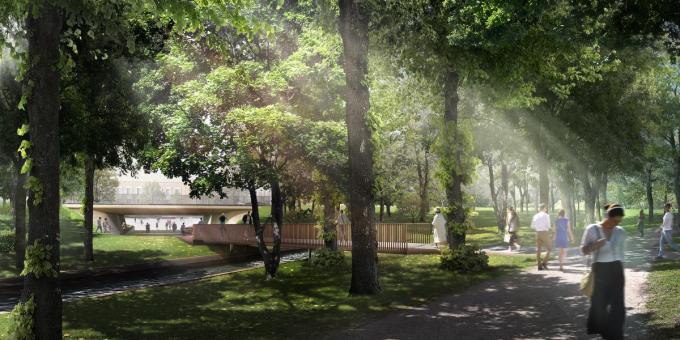 Ook de passage tussen station en vesten wordt vergroend, met voetgangersbruggen.