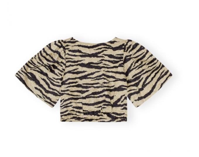 Satijnen blouse met XL-mouwen en zebraprint