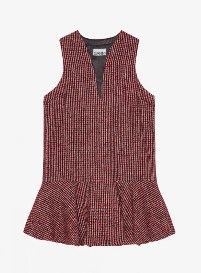 Peplum mini-jurk met rode ruitjes