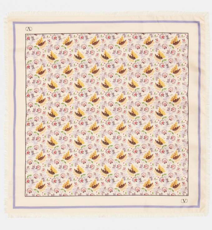 Zijden foulard met bloemenprint