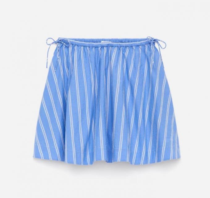 Gestreepte minirok in wit met blauwe katoen 