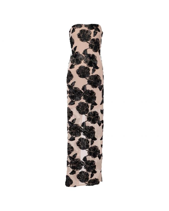 Strapless column dress met bloemenprint