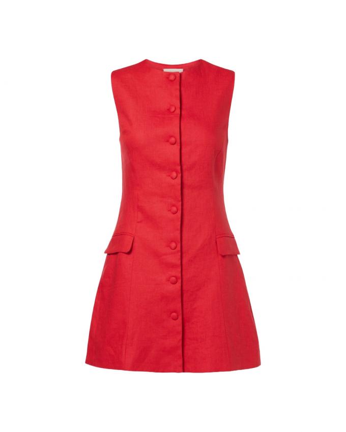 Linnen minijurk met knopen