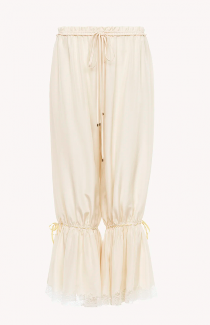 Pantalon bloomer en soie et dentelle 