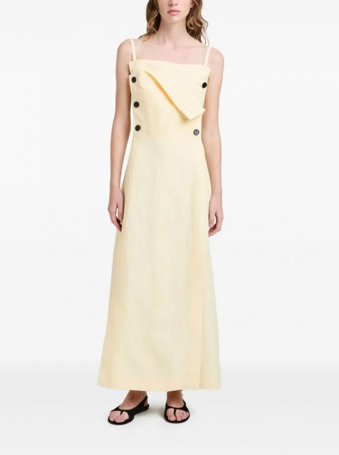 Robe jaune beurre en lin mélangé