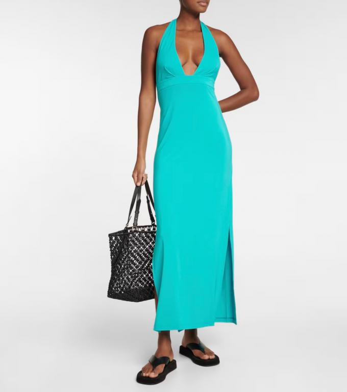 Robe turquoise avec col licou