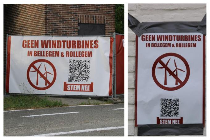 Op verschillende plekken in Rollegem en Bellegem vind je protestborden.