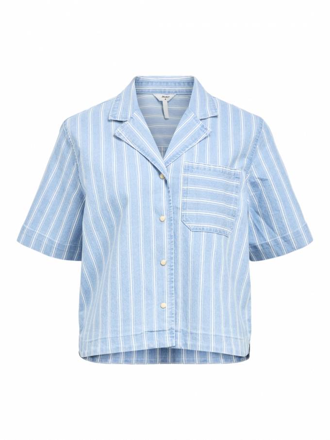 Gestreepte bloes in denimstof