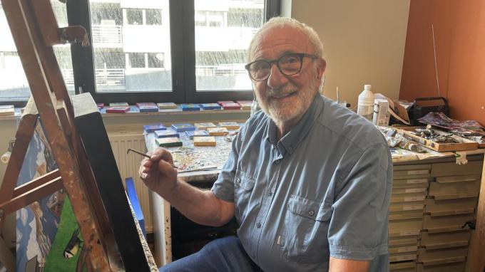 “In mijn schilderatelier ben ik zo geconcentreerd bezig dat ik de rest vergeet”, vertelt Dries.