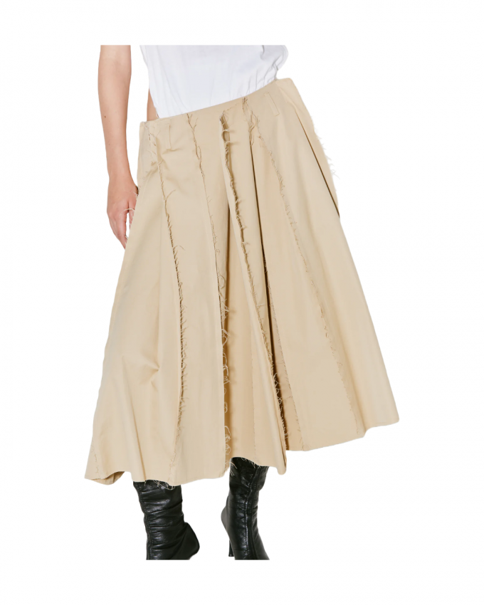 Beige plooirok uit katoen