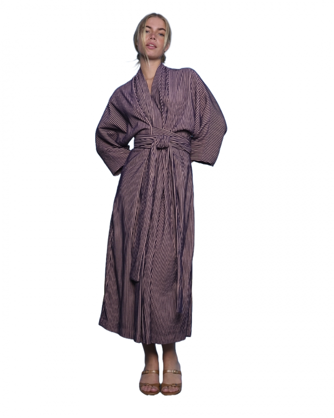 Gestreepte kimonojurk