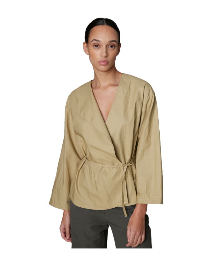 Beige blouse met overslag