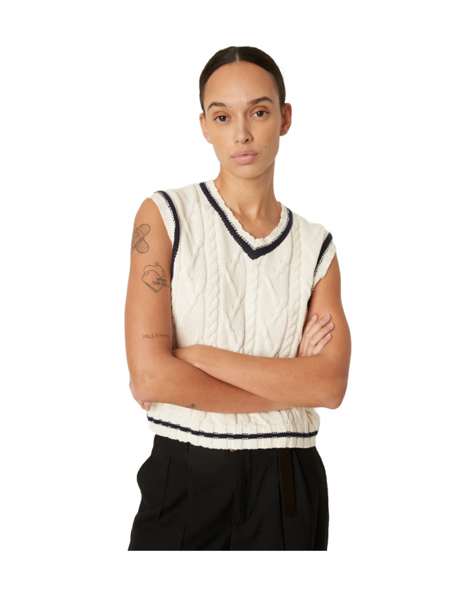 Debardeur met marineblauwe details