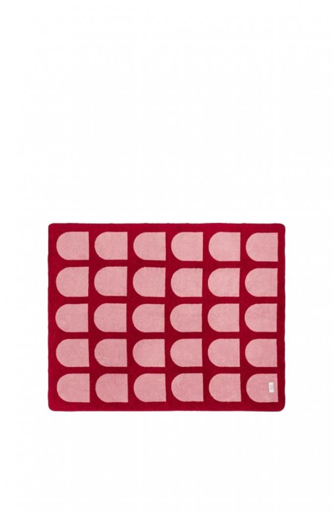 Roze-rode plaid uit katoen-acrylmix ‘Gilli’ (200 x 150 cm)