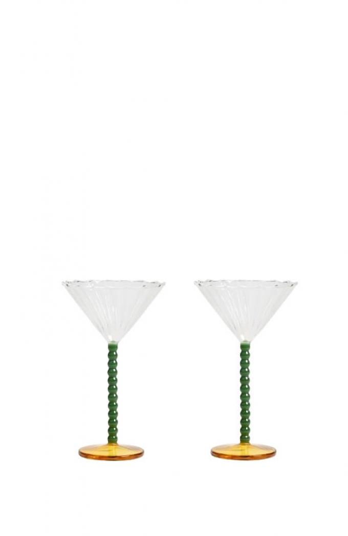 Set van twee glazen coupes ‘Perle’