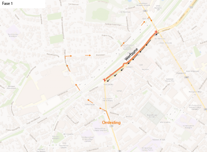 Het eerste deel van de werken loopt van maandag 11 tot en met zondag 17 augustus, en speelt zich af in de Noorderlaan aan de kant van het station.