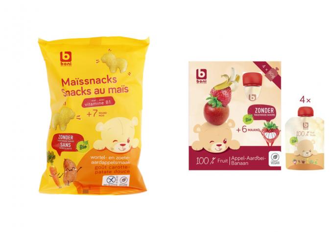 Maïspuff en fruitpouch