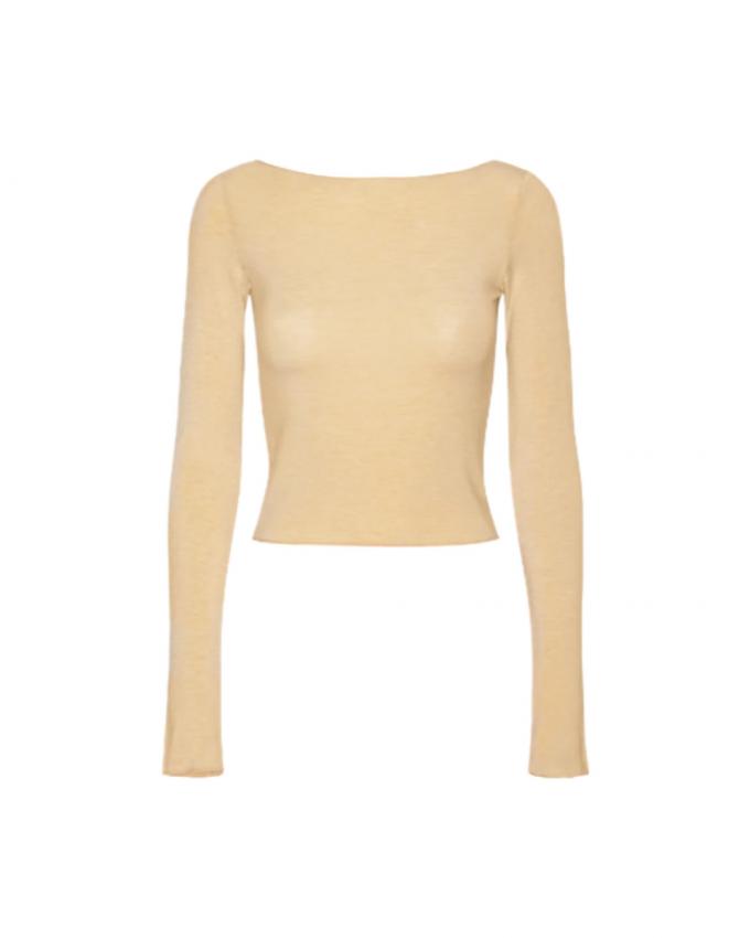 Half transparante top met lange mouwen